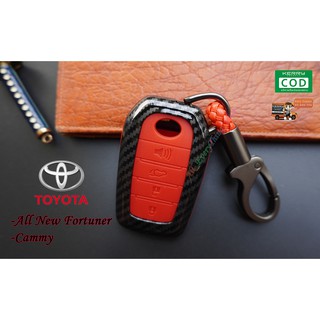 เคสเคฟล่ากุญแจรีโมทรถยนต์ เคสกุญแจ ซองกุญแจ Toyota รุ่น All New Fortuner / Cammy (ซิลิโคนสีแดง)
