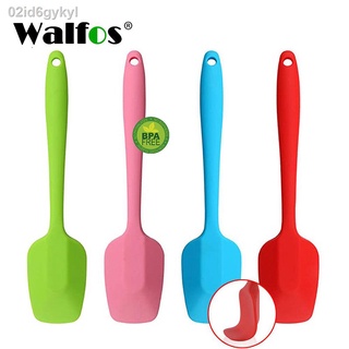 WALFOS Large Food Grade Silicone Long-handled Soup Spoon Solid Color Kitchen Silicone Spoon