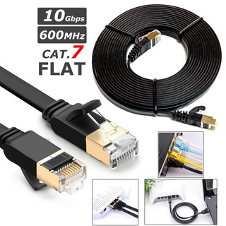 สาย Lan สำเร็จรูปพร้อมใช้งาน สายแบน Cat7 RJ45 Lead 10Gbp 600Mhz LAN UTP Patch Gold plated (2m/5m/10m)