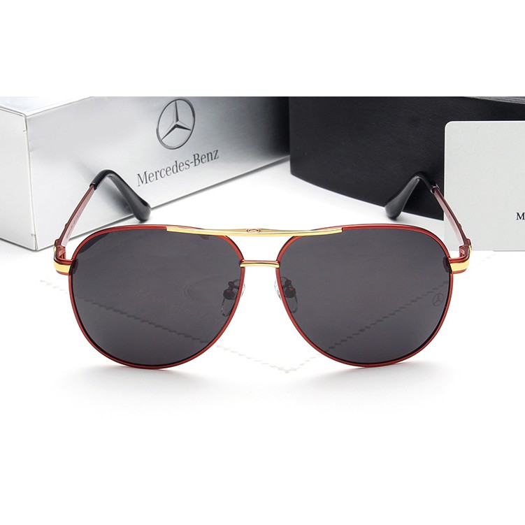 polarized-แว่นกันแดด-แฟชั่น-รุ่น-mercedes-benz-mb-742-c-4-สีแดงตัดทองเลนส์ดำ-แว่นตา-ทรงสปอร์ต-วัสดุ-stainless