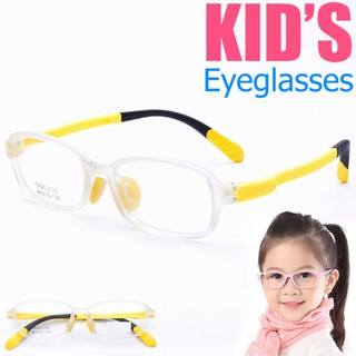 KOREA แว่นตาแฟชั่นเด็ก แว่นตาเด็ก รุ่น 2100 C-5 กรอบใสขาเหลือง ขาข้อต่อ วัสดุ TR-90 (สำหรับตัดเลนส์) เบาสวมไส่สบาย