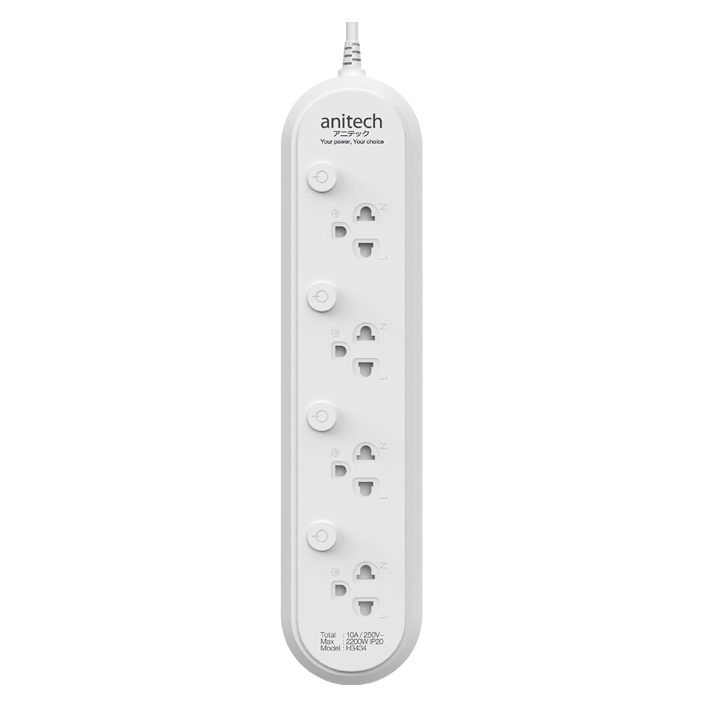 anitech-plug-ปลั๊ก-มอก-3-เมตร-กันไฟกระชาก-รางปลั๊กไฟ-ปลั๊กพ่วง-ปลั๊กไฟ-h3434