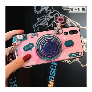 ปลอกเคสโทรศัพท์มือถือลายกล้องถ่ายรูปสําหรับ Vivo V5 V5S V7 V9 V11 Pro Y53 Y55 Y81 Y85 V5 Plus X9s Y81S Y75S Y79 IMD Camera Socket Stander Holder Pop Long Strap Lanyard Soft Cases