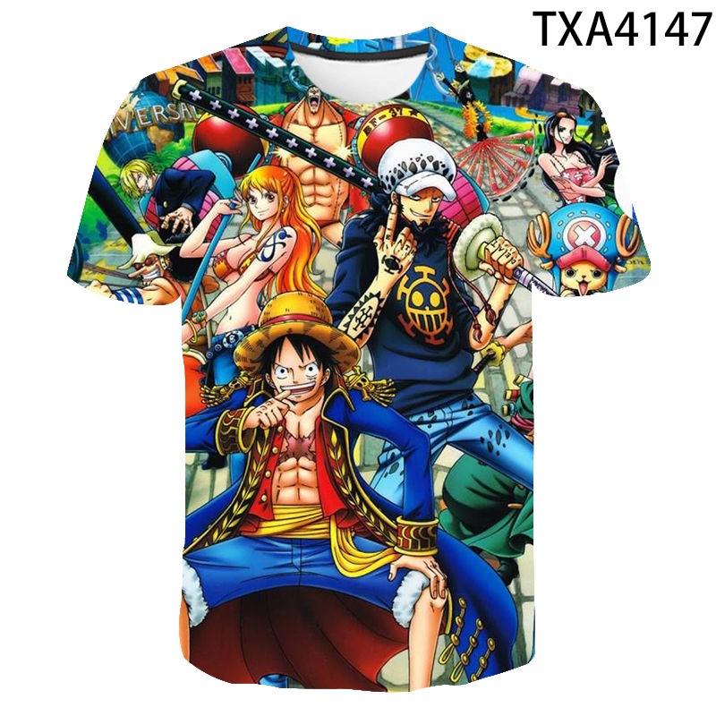 เสื้อยืดแขนสั้นลําลอง-พิมพ์ลายการ์ตูนอนิเมะ-one-piece-3-มิติ-สไตล์สตรีท-แฟชั่นสําหรับผู้ชาย-และผู้หญิง