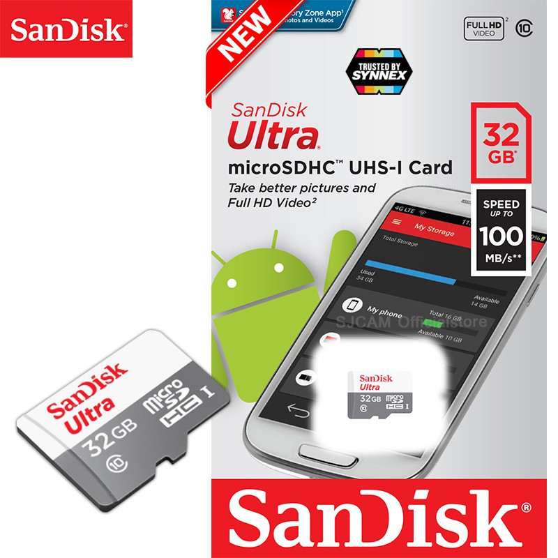 ภาพหน้าปกสินค้าSandisk Micro SD Card SDHC Ultra Class10 32GB อ่าน100MB/S (SDSQUNR-032G-GN3MN) เมมโมรี่ แซนดิส โทรศัพท์ แท็ปเล็ต Android TF card จากร้าน sjcam_officialstore บน Shopee