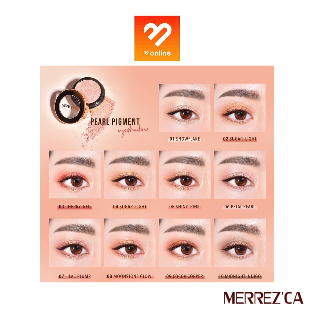 ภาพหน้าปกสินค้า(ตลับกลม) Merrezca Pearl Pigment Eye shadow เมอเรซกา อายแชโดว์ กลิตเตอร์ Merrez'ca eye สีแน่น ชัด ติดทนนาน 1.8g.
