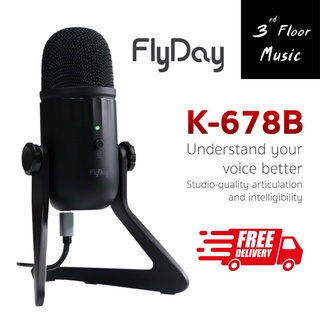 FlyDay K678B ไมค์คอนเดนเซอร์คอมพิวเตอร์ระดับมืออาชีพ,ไมค์ปุ่มเพิ่มระดับเสียงสำหรับเล่นเกมสตรีมมิ่ง 3rd Floor Music