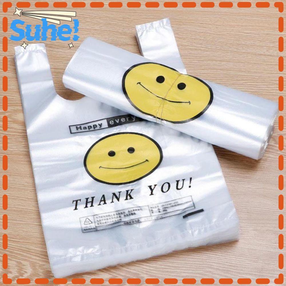 ราคาและรีวิวSUHE 50PCS Supplies New Wrapping Supermarket Grocery Shop Retail Bag