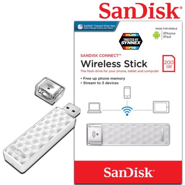 SanDisk Connect Wireless Stick 200GB (SDWS4_200G_P46) แฟลชไดร์ฟ ไร้สาย ...