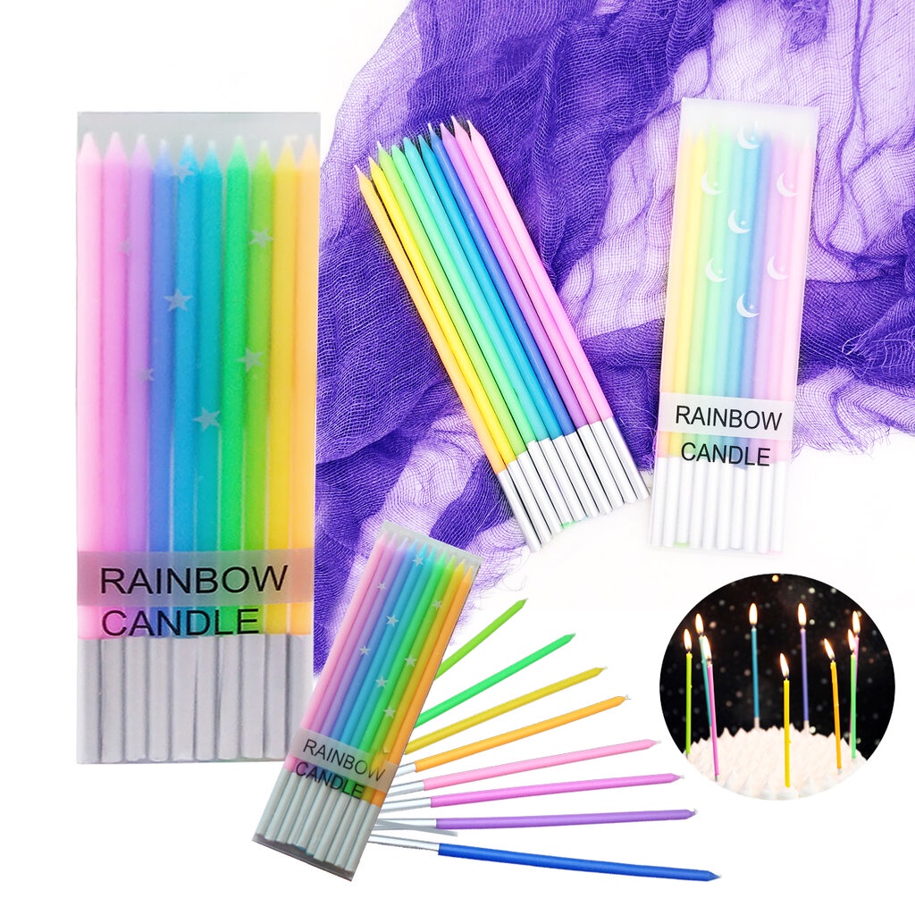 เทียนเเท่งเรนโบว์-rainbow-candles-คละสี-10แท่ง