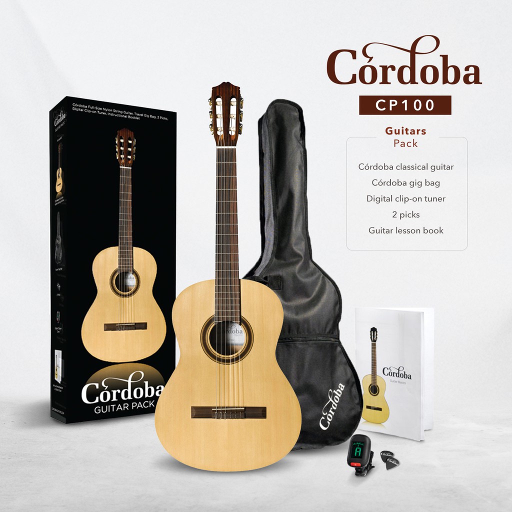 cordoba-cp100-guitar-pack-เซ็ตแพ็คกีตาร์คลาสสิครุ่นเริ่มต้น-พร้อมอุปกรณ์เสริมแบบครบชุด