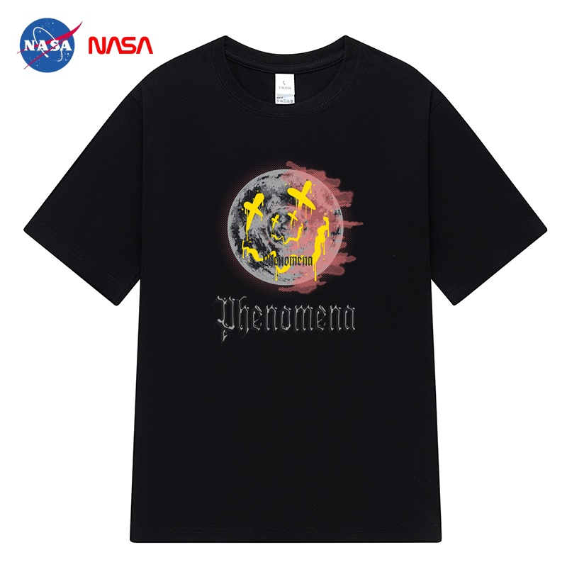 เสื้อยืดอินเทรนด์ผู้ชายอินเทรนด์ผู้หญิงเสื้อยืดแขนสั้นลําลอง-ผ้าฝ้าย-แบบบาง-ทรงหลวม-ขนาดใหญ่-พิมพ์ลาย-nasa-แฟชั่นฤดูร้อน