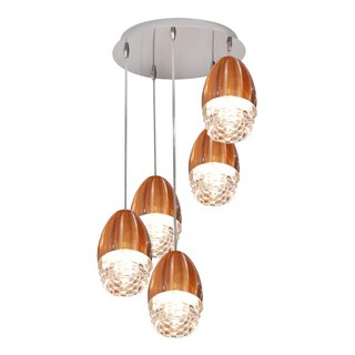 Bouquet lamp CLUSTER PENDANT L&amp;E 01-02501 5-LIGHT COPPER/BROWN Interior lamp Light bulb โคมไฟช่อ ไฟช่อ L&amp;E 01-02501 สีทอ