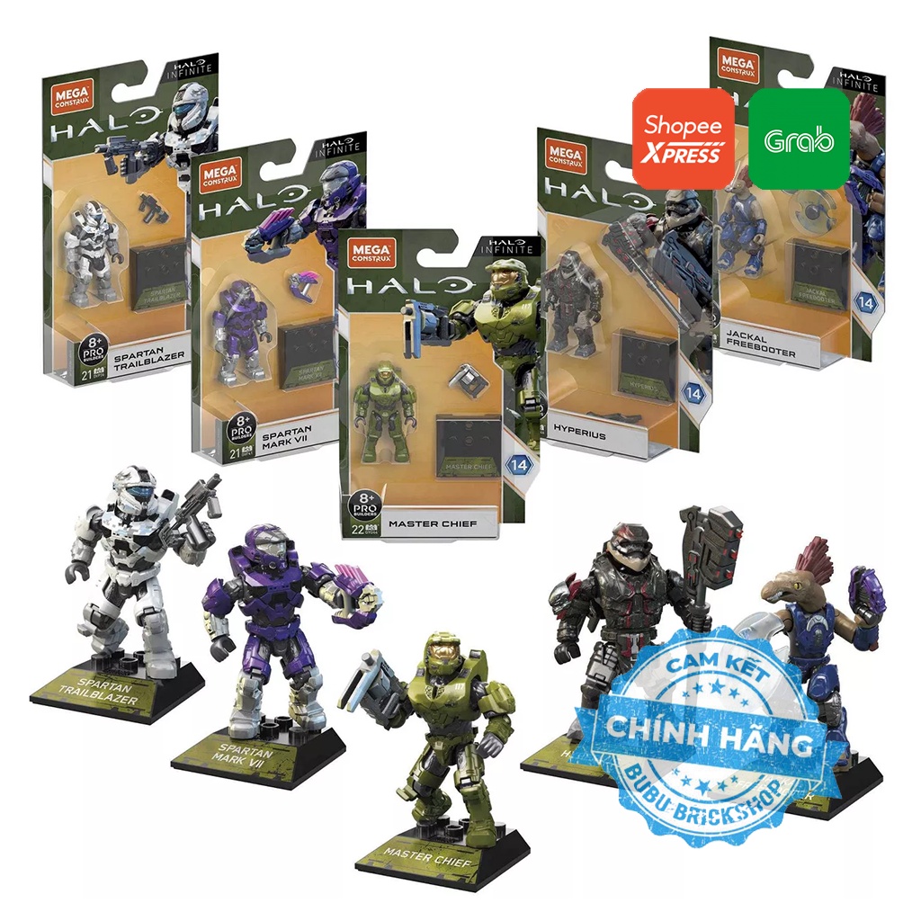 Mega Construx Halo Heroes Series 15 Set of 5 Buildable Action Figures - Multi-Color, Plastic, Model HHS15xDKW59