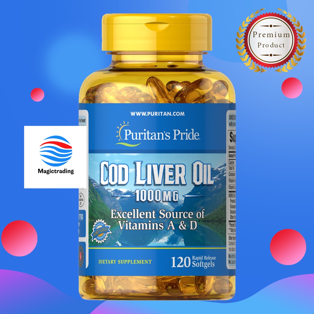 Puritan's Pride Cod Liver Oil 1000 mg / 120 Softgels Shopee Thailand