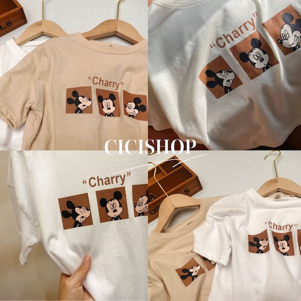 รูปภาพสินค้าแรกของCicishop(M0093)(ขายแยกชิ้น)ชุดเซตเสื้อยืด+กางเกงไหมพรมknit เสื้อสกรีนลายมิคกี้แมทช์โทนสีเอิร์ธโทน