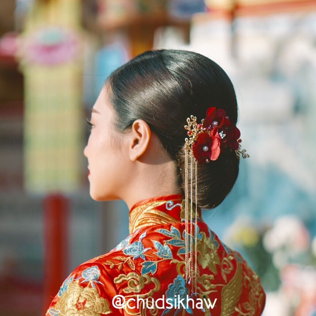 เซ็ตกิ๊บระย้า-เครื่องประดับยกน้ำชา-ล็อตนี้สีแดงสด