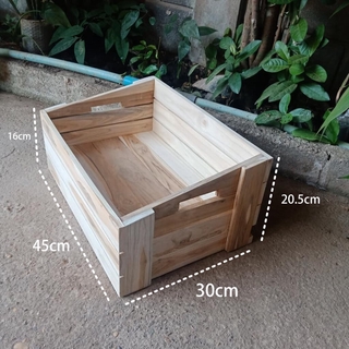 ลังไม้ใส่สินค้า (ลังเฉียงขนาด 30x45cm) ลังไม้อเนกประสงค์ ถาดไม้ กล่องไม้