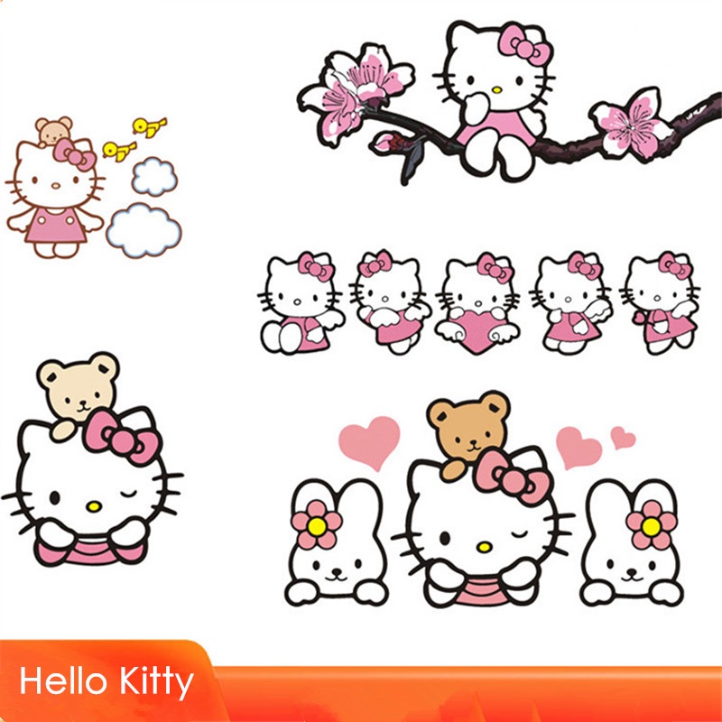 สติกเกอร์สะท้อนแสง-ลายการ์ตูน-hello-kitty-series-03-แบบสร้างสรรค์-สําหรับติดตกแต่งหน้าต่างรถยนต์-รถจักรยานยนต์