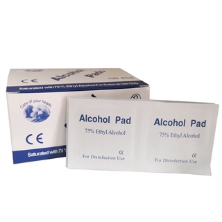 🚚พร้อมส่ง แผ่นแอลกอฮอล 6*6 Alcohol pads กล่องละ100 ชิ้น