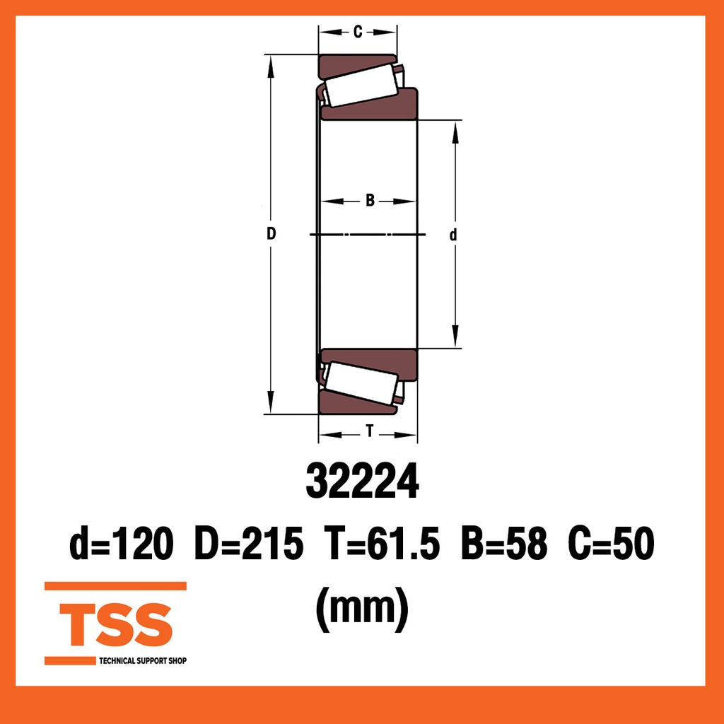 32224 ตลับลูกปืนเม็ดเรียว ( TAPERED ROLLER BEARINGS ) 32224 สำหรับขนาด ...