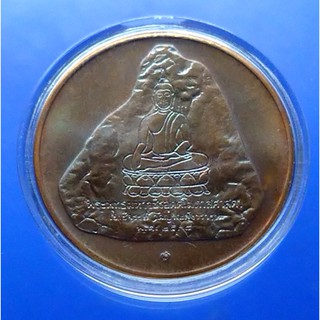 เหรียญทองแดง ร9 เขาชีจรรย์ วัดญานสังวราราม ขนาด 3 เซ็น พร้อมตลับ