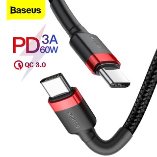 Baseus 3A ประเภท C สายเคเบิล สายชาร์จ แบบเร็ว PD2.0 60W USB C ถึงสาย USB-C