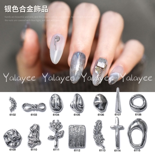 Yalayee [Manicure Accessories] อุปกรณ์เสริมตกแต่งเล็บโลหะ สไตล์ญี่ปุ่นย้อนยุค สีเงิน สีเงิน