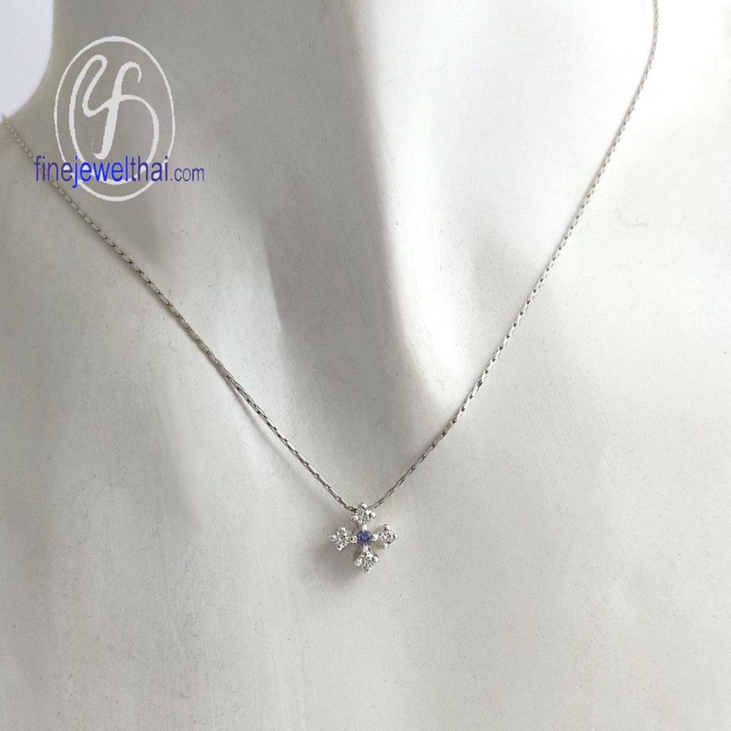 finejewelthai-จี้ไพลิน-ไพลิน-จี้เพชรcz-จี้พลอย-พลอยประจำเดือนเกิด-blue-sapphire-silver-pendant-birthstone-p1049bl00