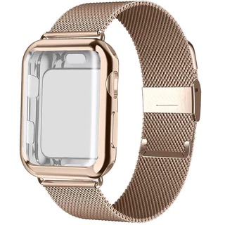 ภาพหน้าปกสินค้าสายนาฬิกาข้อมือ สเตนเลส โลหะ พร้อมเคส สําหรับ apple Watch 40 มม. 44 มม. 38 มม. 42 มม. iwatch SE 8 7 6 5 4 3 2 1 ซึ่งคุณอาจชอบราคาและรีวิวของสินค้านี้