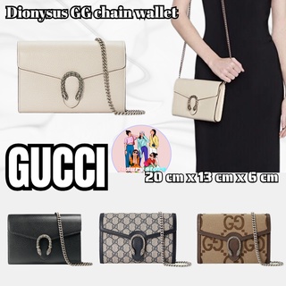 กุชชี่ GUCCI Dionysus series กระเป๋าสตางค์โซ่ GG/กระเป๋าผู้หญิง/โซ่แบบถอดได้/สามารถใส่โทรศัพท์มือถือได้