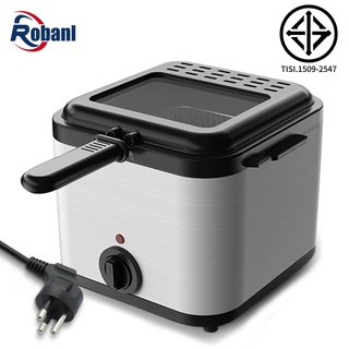 ROBANL หม้อทอดไฟฟ้า เตาทอดไฟฟ้า2.5Lทำความร้อนเร็ว เตาทอดลูกชิ้น หม้อทอดเฟรนฟราย หม้อทอดไก่ เตาเดี่ยว Deep Fryers