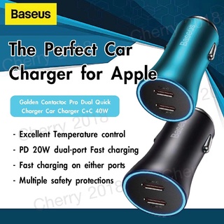 Baseus 40W C+C ที่ชาร์จแบบด่วน Pd 20W สําหรับ ใช้ได้กับโทรศัพท์ทุกยี่ห้อ Type-C + Type-Cชาร์จเจอร์