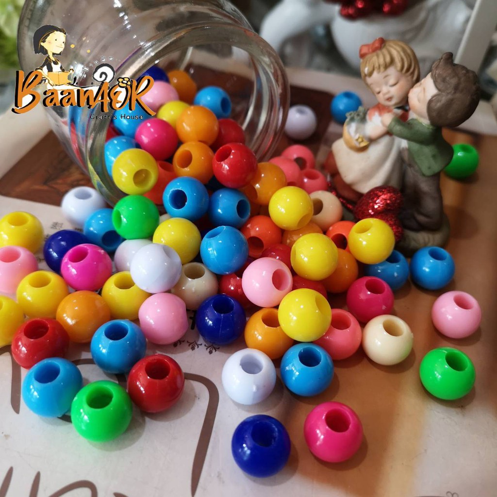 ลูกปัด-ขนาด-14-มิล-คละสี-beads-พลาสติก-รูร้อยใหญ่-5-มิล-สำหรับร้อยเชือกเส้นใหญ่