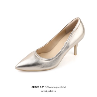 สินค้า Sweet Palettes รองเท้าหนังแกะ Grace 3.2 inch Champagne Gold