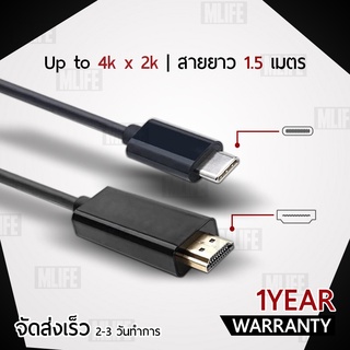 MLIFE - รับประกัน 1 ปี – สายเคเบิ้ล สายต่อคอม Type-C to HDMI Cable รองรับ 4k 2k สายต่อคอมพิวเตอร์ เชื่อมต่อ คอมพิวเตอร์