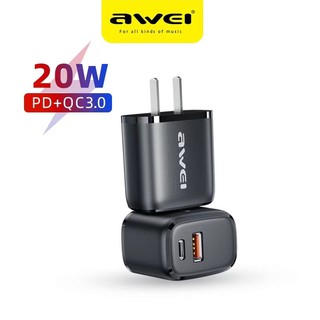 Awei C6 หัวปลั๊ก Adapter Wall Charger Ampcharge PD20+ 2 USB (US)