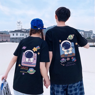 เสื้อยืดแขนสั้น พิมพ์ลายกราฟฟิค NASA สไตล์เกาหลี สําหรับคู่รัก