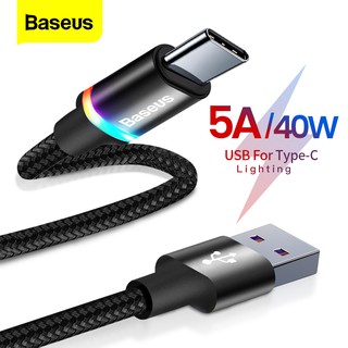 Baseus สายชาร์จ แบบเร็ว 5 แอมป์ USB Type C สำหรับ Huawei Mate20 P20 Pro P40