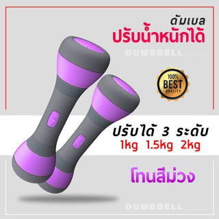 ดัมเบลสำหรับผู้หญิง ปรับน้ำหนักได้ 1-2 กก. 1 คู่ 2 ชิ้น กะทัดรัด พกพาสะดวก (สีม่วง)