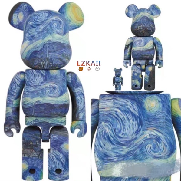 ฟิกเกอร์ Bearbrick 400% × The Starry Night Van Gogh 28 ซม. คุณภาพ