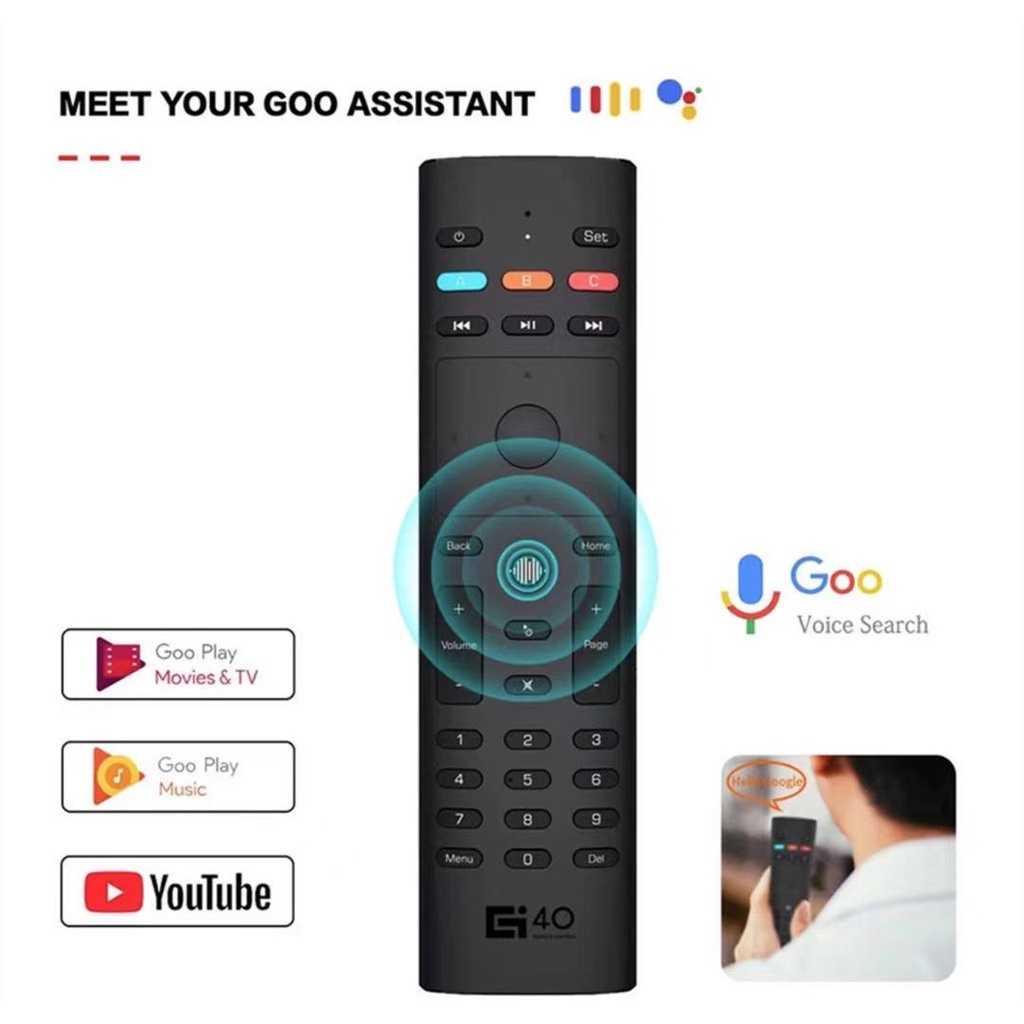 G40s Air Mouse Voice Remote Control 2.4G ไจโรสโคปไร้สาย IR Learning ...