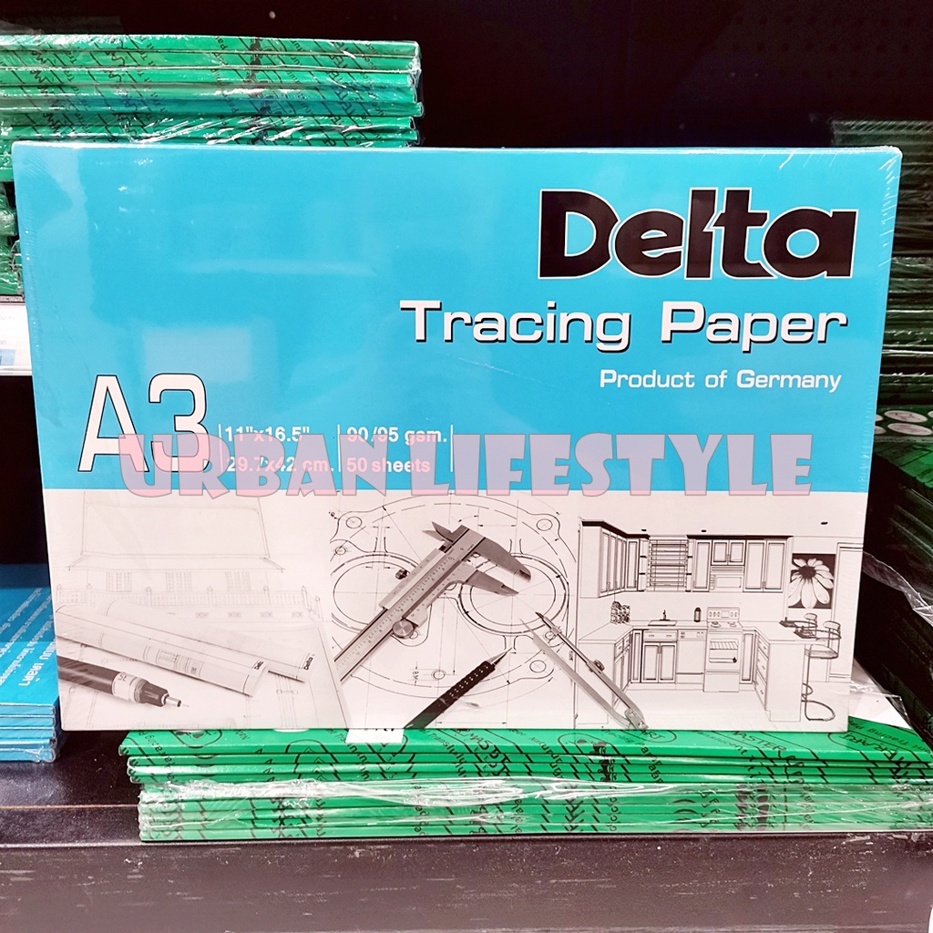 delta-เดลต้า-กระดาษไข-กระดาษไขเขียนแบบ-กระดาษไขร่างแบบ-ไม่มีกรอบ-ขนาด-a4-a3-tracing-paper-90-95-แกรม-กล่องละ-50-แผ่น