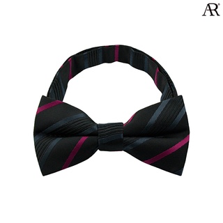 ANGELINO RUFOLO Bow Tie ผ้าไหมทออิตาลี่คุณภาพเยี่ยม โบว์หูกระต่ายผู้ชาย ดีไซน์ Stripe Pattern สีเขียว/ฟ้า/แดง/ส้ม/ดำ