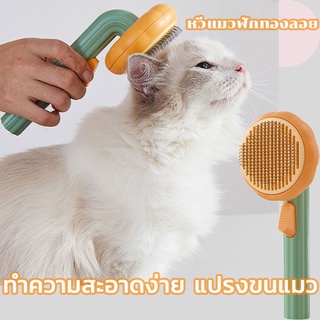 🔥พร้อมส่ง🐱หวีแมวฟักทองลอย หวีแปรงขนสัตว์เลี้ยง ทำความสะอาดง่าย แปรงขนแมว