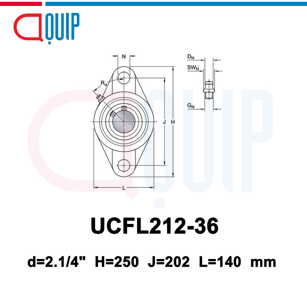 ucfl212-36-ldk-ตลับลูกปืนตุ๊กตา-bearing-units-ucfl-212-36-เพลา-2-1-4-นิ้ว
