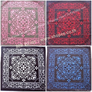 ราคาCotton ผ้าฝ้าย 100% ลายขนนก Paisley Heart หลากสี ผ้าโพกหัว ผ้าพันคอ ผ้าเช็ดหน้า ผ้ากันฝุ่น ผืนใหญ่ 20 นิ้ว