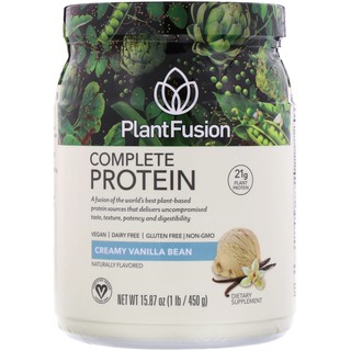 สินค้า PlantFusion, Complete Protein, Creamy Vanilla Bean, 15.87 oz (450 g)