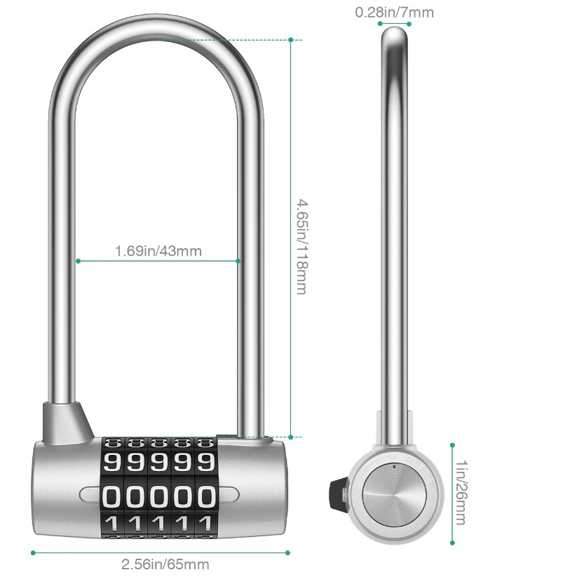 กุญแจรหัส-5-หลัก-รหัสตัวเลข-ทรงโค้งยาว-ห่วงเหล็กชุบแข็งหนา-7-มม-5-dial-combination-password-lock-coded-lock-long
