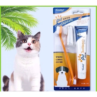 ภาพขนาดย่อของภาพหน้าปกสินค้าชุดแปรงสีฟันสัตว์เลี้ยง ชุดยาสีฟันหมาและแมว จากร้าน fidoz_factory99 บน Shopee